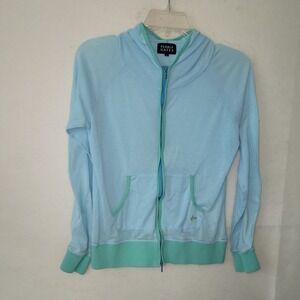 Pearly Gates Golf Full Zip Hoodie Mesh Jacket Blue Green Apple Logo Size 1 Small